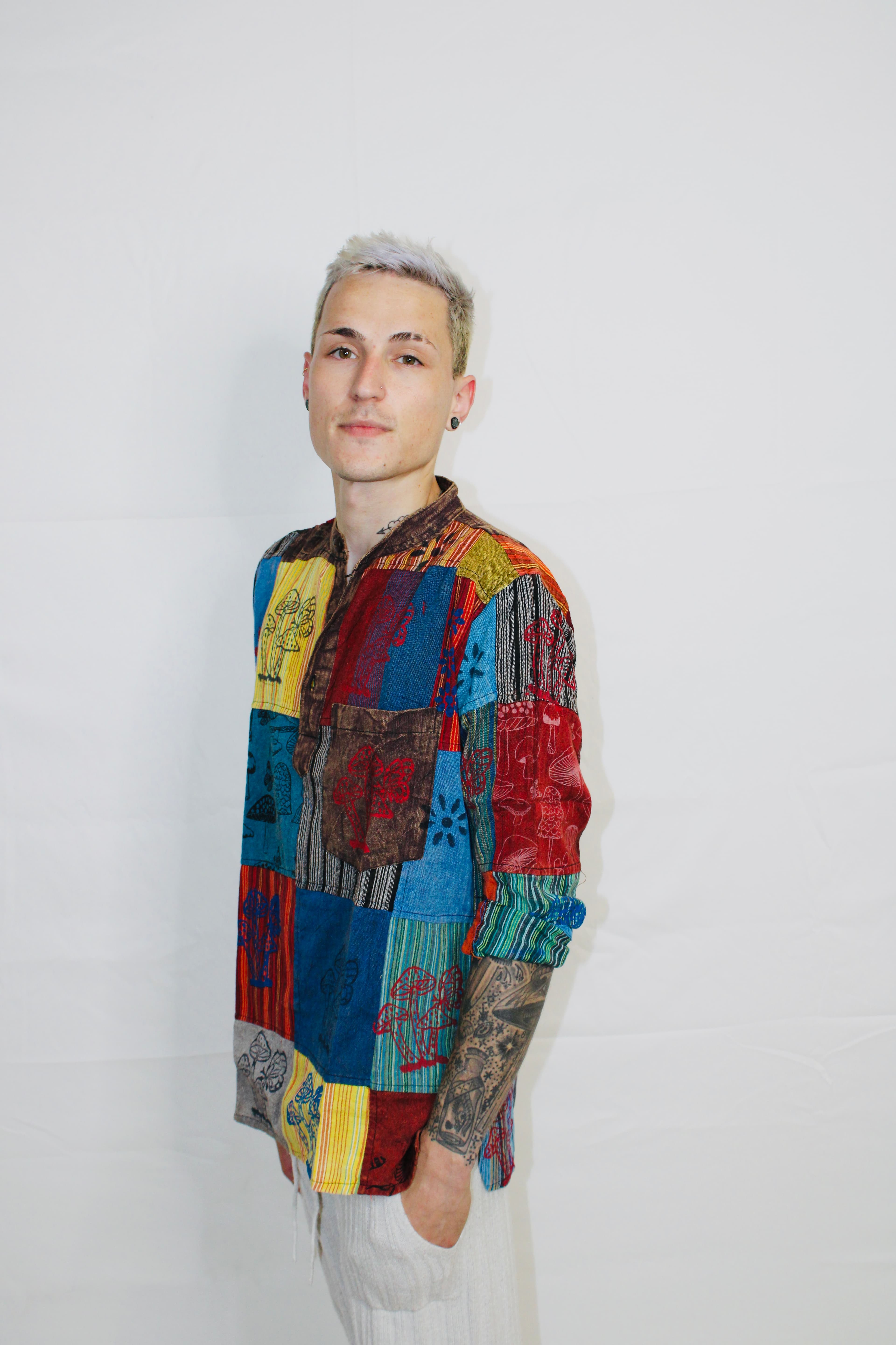 Patchwork long sleeve shirt